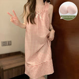 GETADME Summer Ladies Nightgown Halter Nightgown Nightgown Women Summer Vest Nightgown with Bra Pads Can Be Worn Outside Home Wear
