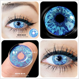 GETADME Eyeshare lentes de contato coloridas para olhos, 2 peças, anime, cosplay, lentes coloridas, azul, roxo, dia das bruxas, lentes de contato, maquiagem de beleza