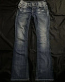 GETADME Streetwear Vintage Jeans Y2K Clothes Womens Vintage Pocket Sequin Washed Blue Baggy Jeans Mid Rise Slim Fit Trousers