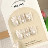 GETADME 10개 수제 가짜 손톱 라인스톤 투명 스팽글 롱 프레스 온 네일 팁 3D 나비 장식 가짜 손톱 고품질 