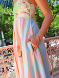 GETADME Women's Beach Style Graffiti Printed Long Dress Leisure Spaghetti Straps Long Dress 2025 Summer Female Floral Print Long Dress