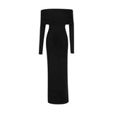 GETADME One Shoulder Style Long Sleeve Dress For Women In Spring And Summer Ladies’ Fashion Solid Color Sexy Basic Slim Fit Long Skirt