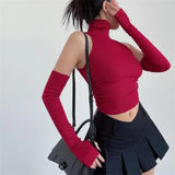 Getadme-New Spicy Girls Y2k Tops Oversleeve Sexy Turtleneck Tank Top for Women's Slim Fit Short tshirt Skinny Streetwear Crop Top