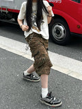 GETADME Women Y2K Streetwear Summer Camouflage Loose Capris Cargo Shorts Pocket Short Pants Bottom Acubi Trousers 2000s Alt Clothes