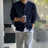 GETADME Men Autumn and Winter Knitted Cardigan Long-sleeved Sweater, Fashionable Single-breasted, Advanced Sense, Pure Color, Loose Coat