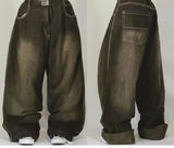 GETADME American New Fashion Blue Washed Loose Tooling Jeans Women Y2K Gothic Hip Hop Popular Casual Joker Wide Leg Straight Pants
