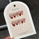 GETADME 10Pcs Nude Pink Almond Manicure Nail Stickers Mid-length Ballet Simple Reusable Press on Nails Artificial Handmade False Nails