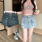 GETADME Women's Light Blue A-Line Mini Skirts Harajuku Denim Skirt Vintage Y2k Aesthetic High Waist Jean Skirt 2000s Trashy Clothes 2025