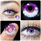 GETADME Eyeshare lentes de contato coloridas para olhos, 2 peças, anime, cosplay, lentes coloridas, azul, roxo, dia das bruxas, lentes de contato, maquiagem de beleza