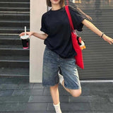 GETADME Spring Summer Women Casual Denim Shorts Fashion Female Wide Leg Short Jeans Knee Lenght Denim Pant Women High Waist Shorts Girls
