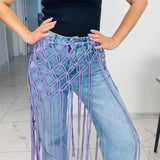 GETADME Netted Fringe Waistband Handwoven Bikini Cover Up Skirt Festival Street Sle Me Top Soulful Accessory For Suits Jeans Waistline