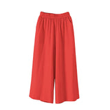 GETADME Feamle Casual and Versatile Lazy Style Wide Leg Pants With Pockets Lightweight High Waisted Loose Cropped Capris