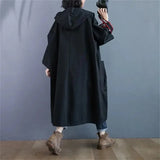 GETADME Oversized Spring And Autumn Trench Coat Women's New Korean Loose Versatile Hooded Windbreaker Women's Long Coat Big Pocket Jacke