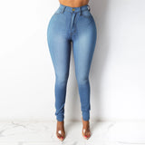 GETADME High Waist Denim Long Jean Casual Vintage Solid Skinny Youthful Women Office Lady Trouser Pencil Pants Fashion Trend Clothes New