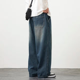 GETADME Plus Size M-8XL Baggy Jeans Men's Blue Black Streetwear Elastic Waist Y2K Trousers Fashion Straight Leisure Wide Denim Pants