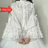 GETADME 2025 Japanese Lolita Blouse White - Cute Puff Sleeve Shirt with Lace Cuffs for JSK Dress Sweet Vintage Style Underblouse