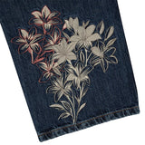 GETADME Japanese Kimono Girl Floral Embroidery Jeans Woman Wide Leg High Waisted Pants Y2k Artistic Design High Waist Trend Women Jeans