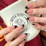 GETADME Nude Color Press On Nails 24Pcs Short Almond Fake Nails White French Tip Wearable False Nails Patches Women Girls DIY Manicure