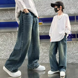 GETADME Teenage Baby Boys Clothes Jeans Spring Autumn Kids Casual Jeans for Big Boy Child Fashion Vintage Trousers Cotton Sweatpants  ﻿