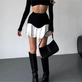 GETADME Chic Ruffles Women's Midi Skirt High Waisted Pleated Splice A Line Skirts 2026 Fashion Spring Summer New In Clothing Lady Street
