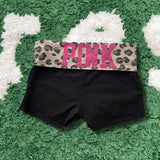 Getadme  Y2K Women's Leopard Print Patchwork Shorts Casual Drawstring Elastic Waist Stretchy Summer Pants