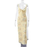 GETADME Summer Flower Printed Women's Sexy Low-cut Dress Sleeveless Backless Slim Sling Dresses 2025 Beach Vacation Lady Vestidos