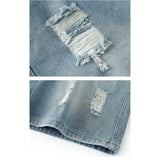 GETADME Men's Denim Shorts Distressed Ripped Torn Hole Summer Street Urban Fashion Essential Classic Comfortable Breathable Jorts