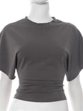 GETADME Tossy White Casual Autumn T-shirt Pullover For Women Bandage High Waist Long Sleeve Commute Loose Tee Female Solid T-shirt 2025