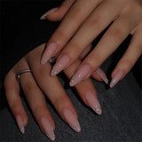 GETADME Nude Color Press On Nails 24Pcs Short Almond Fake Nails White French Tip Wearable False Nails Patches Women Girls DIY Manicure