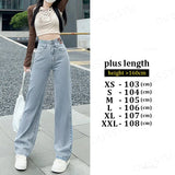 GETADME OUSSYU Woman Jeans High Waist Straight Wide Leg Cotton Denim Clothing Blue Streetwear Vintage Fashion Harajuku Women Trousers
