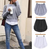 GETADME Women Girls Shirt Blouse Extender Adjustable Layering Faux Top Lower Sweep Mini Skirt False Hemline Splitting Underskirt