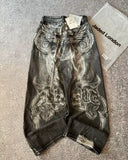 GETADME Y2K American New Pattern Embroidery Baggy Jeans Men High Street Vintage Hip Hop Fashion Casual Joker Couple Wide-leg Pants