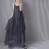 GETADME 2025 Cotton Linen Women's Summer New Dress Artistic Range Medium Long Dress Sleeveless Tank Irregular Large Flounce
