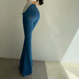 GETADME REALEFT Spring Summer Women's Denim Flare Pants 2025 New High Waist Korean Style Washed Casual Slim Full Length Pants for Women