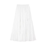 GETADME Elegant Versatile High-waisted Cake Long Dress White Skirt For Women Summer 2025 New Style Big Umbrella Skirt