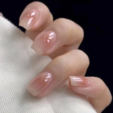 GETADME 10Pcs Pure Color Handmade Short False Nail with Glue Press On Nails Full Cover French Round Head Manicure Wearable Nail Tips Art