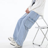 GETADME 2026 New Men Baggy Cargo Jeans Fashion Streetwear Vintage Wide Leg Pants American Streetwear Y2K Big Pocket Youth Overalls