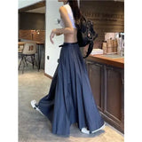 GETADME Women Skirts Spring Pleated Floor Length Solid Simple Classic Graceful Popular Newly Young Stylish Cool Korean Style Hot Sale
