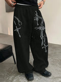 GETADME Men's Key Print Straight-Leg Sweatpants Loose Fit Four-Season Unisex Streetwear Casual Pants mens pants sweatpants