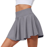 GETADME Women's Solid Color High Waisted Tennis Pleated Skirts Inner Pocket Quick Drying Sports Short Running Fitness Skirt
