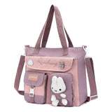 GETADME Tote Bag, Student Carrying Book Bag, Female Large Capacity Junior High School Student Tutoring Bag, Crossbody Backpack