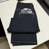 GETADME Y2k Dark Indigo Barrel Baggy Jeans Sound Wave Embroidery CD Pocket Decor Wide Leg Denim Pants Y2K Streetwear Loose Men Trousers
