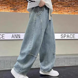GETADME Boys Scimitar Jeans Spring and Autumn New Children's Wide Leg Pants Medium Older Boys Pants