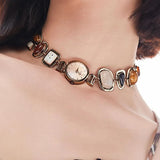 GETADME 핸드메이드 니치 워치 펜던트, 구리 보석 스플라이스, 사이버펑크 디자인, 여성용 목걸이