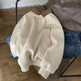 Getadme Polo Collar Hoodies Heart Pattern Women Sweatshirt Thick Warm Autumn Vintage Female Hoodies Casual Long Sleeve Oversized Tops