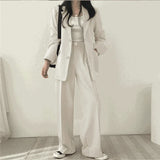 GETADME Fashion 2025 Spring and Autumn Small Suit Retro jacket slim 2-piece Set For Women Korean Style Casual Top and Pants Suit