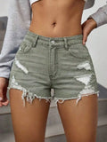GETADME Ripped Raw Trim Denim Shorts Y2k