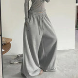 GETADME Y2K Vintage Baggy Sweatpants Women Autumn New Korean Loose Wide Leg Pants Streetwear Casual Zipper Fly Female Trousers 2025 New
