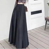 GETADME Women Skirts Spring Pleated Floor Length Solid Simple Classic Graceful Popular Newly Young Stylish Cool Korean Style Hot Sale