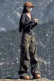 GETADME Y2k Clothes Jeans For Woman High Waist Flare Trousers Camouflage Cargo Wide Leg Straight Winter New Pants Slim Fit Fashion